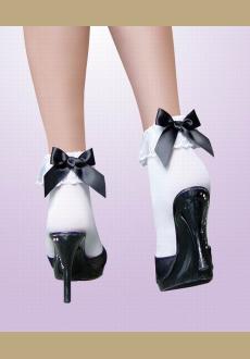 New Fashion Ankle Socks with Ruffle Black Bow